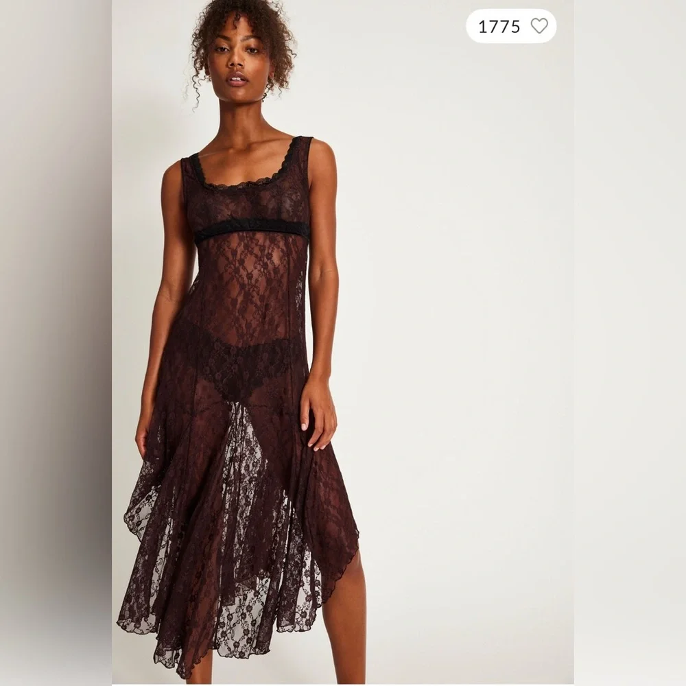 Free People Just Looking Midi Slip in Chicory Coffee Combo size Medium NWT - Picture 2 of 9